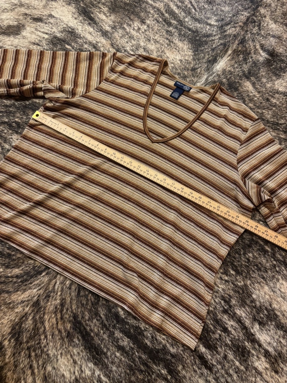 Vintage Venezia Jeans Clothing Co Striped Metallic V Neck Top Size 22/24